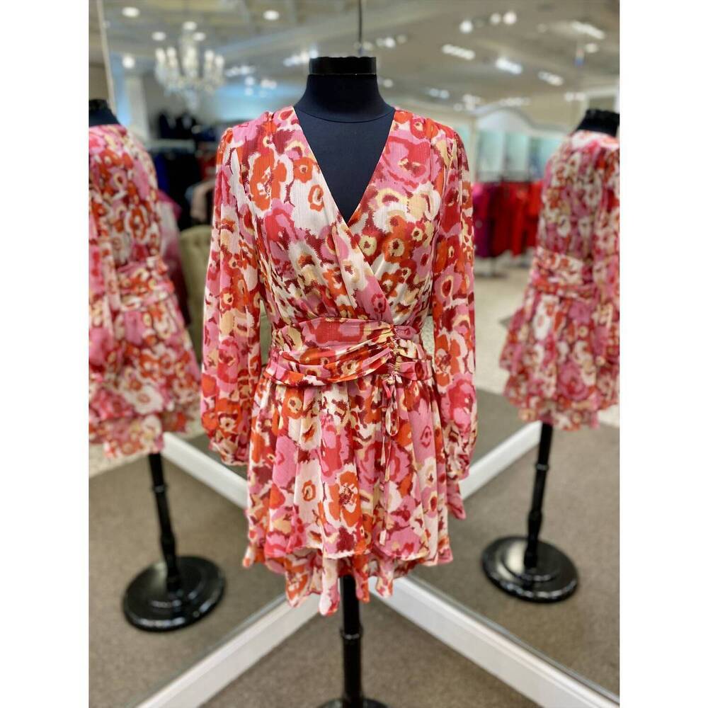 NEW ELLISON women's v-neck long sleeve dress in fuchsia